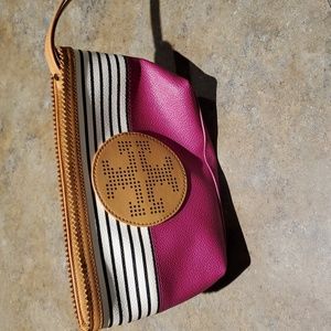 Tory Burch wristlet in purple with stripes